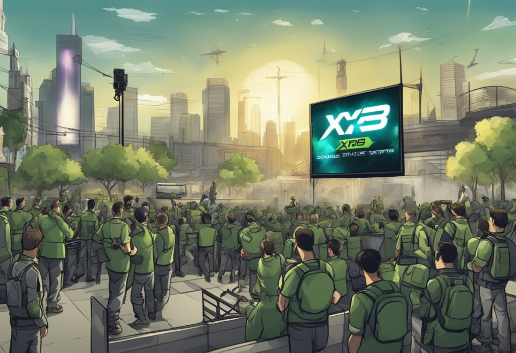 A banner with "Double XP Event" displayed prominently, surrounded by excited gamers playing MW3 with a timer showing the duration of the event